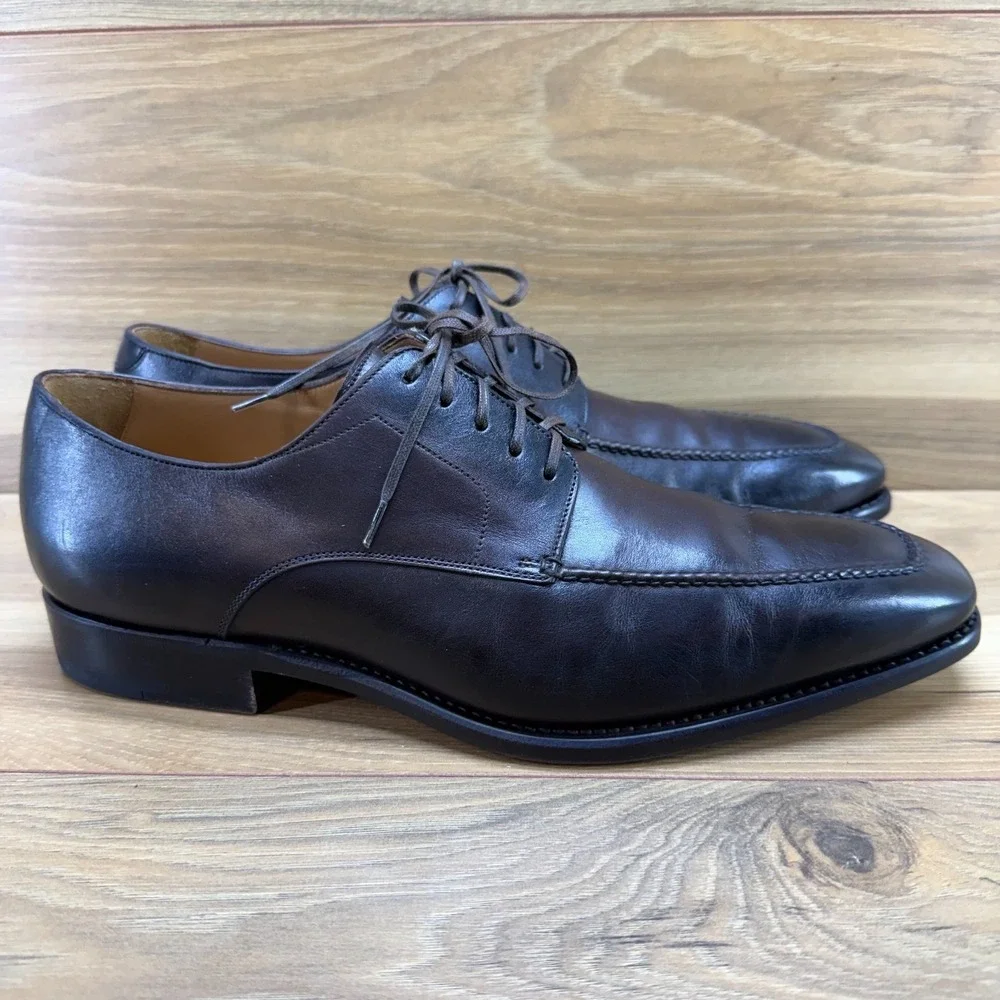 Paul Stuart Derby‎ Mens 9 Dark Brown Leather Apron Toe Executive Business Square